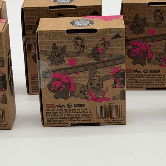 ZURU Fuggler Baby Pinkles Fuggler Keyring Plush Pink Valentine Complete Set of 6 - Picture 10 of 15